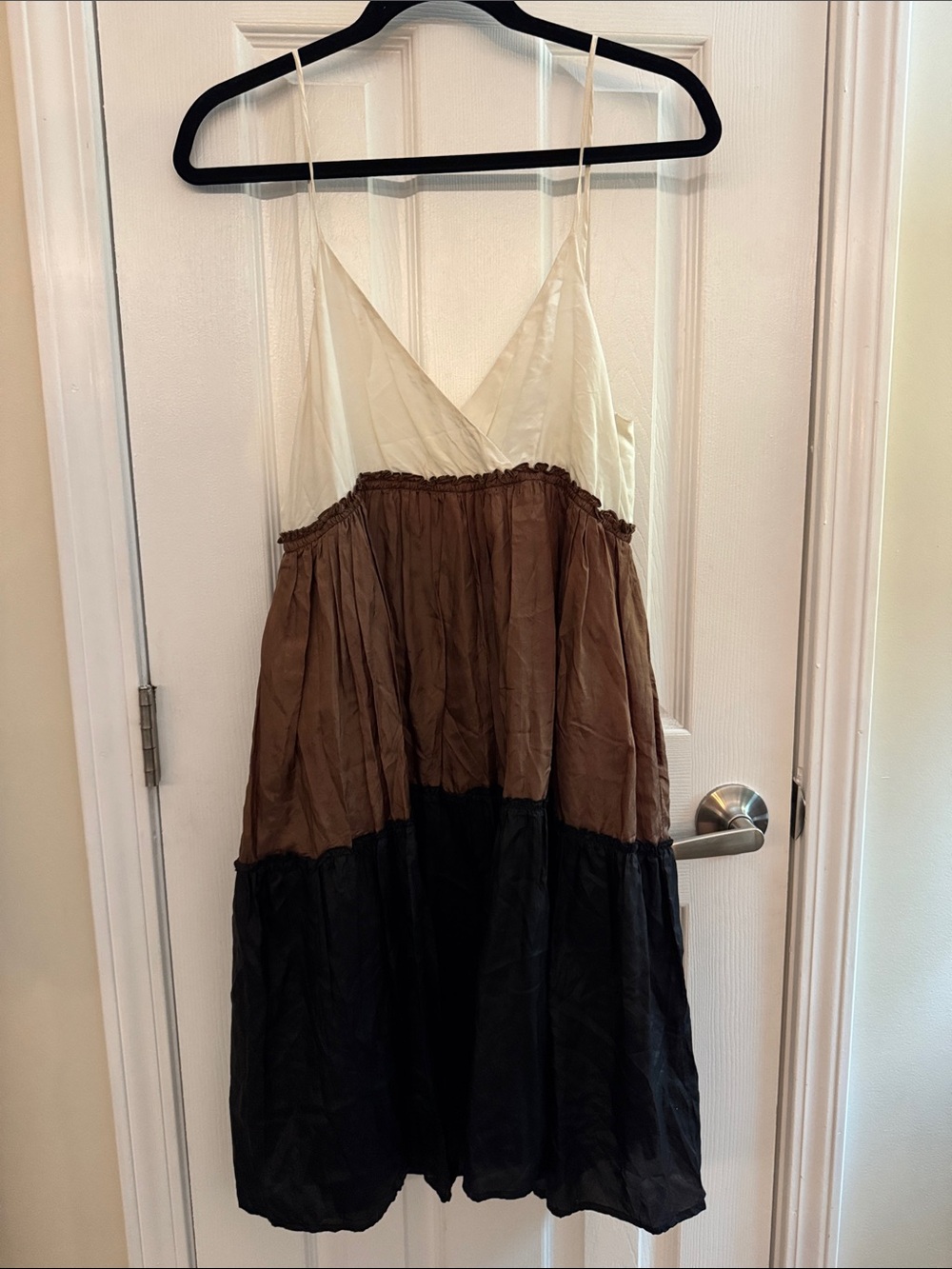 Silk Y2k Tiered Colorblock Babydoll Dress w/ Pockets Size Medium